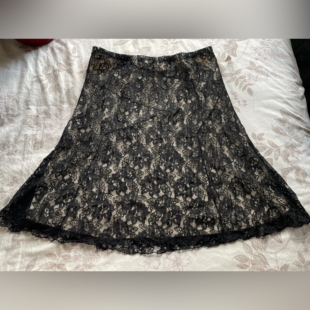 NWT Vintage Deadstock Black Mesh Overlay Mini Slip Skirt 14 Whimsigoth Fairy